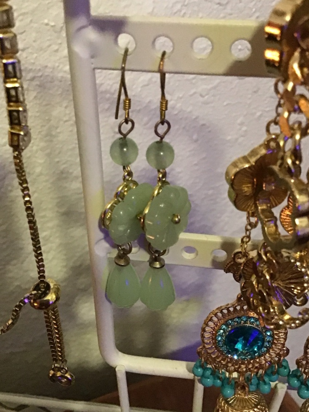 Jade Pale Green Bead Drop Earrings - Jade
